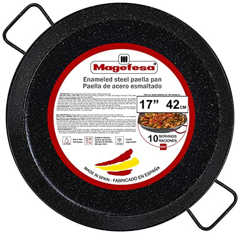 MageFesa Enameled Steel Paella Pan, 17 Inch
