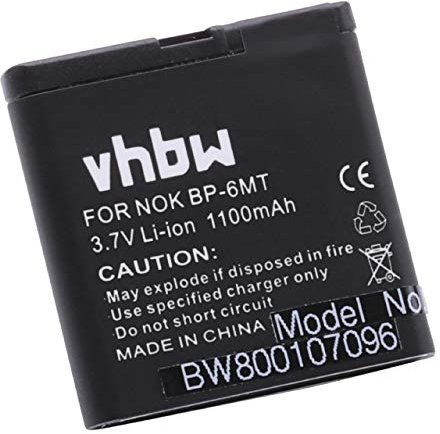 vhbw Batterie Compatible avec Nokia N81, E51, N82, N81 8GB, 6720 Classic téléphone Portable (1100mAh, 3,7V, Li-ION)