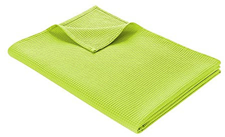 WOHNWOHL® Tagesdecke (220x240cm) • Große Waffelpique Decke • 100% Baumwolle • Sommerdecke • Sofa-Decke • Pflegeleichte Wohndecke • Überwurfdecke • Baumwolldecke • Farbe: Grün