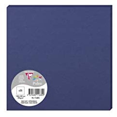 Clairefontaine 1168C – Paquete de 25 Sobres individuales – Tamaño cuadrado 16 x 16 cm – 210 g/m² – Color azul noche – Cartones de invitación para eventos y correspondencia, gama Polen – Papel liso