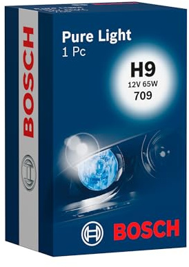 Bosch H9 (709) Pure Light Halogen Headlight Bulb, 12 V 65 W | Original Quality - 1 Replacement Car Light Bulb