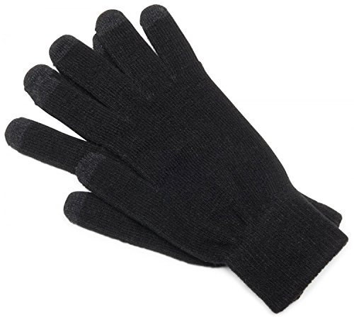 styleBREAKER Unisex Touchscreen Handschuhe, warme Strickhandschuhe, Fingerhandschuhe, gestrickt Winter 09010004, Farbe:Schwarz, Größe:L-XL