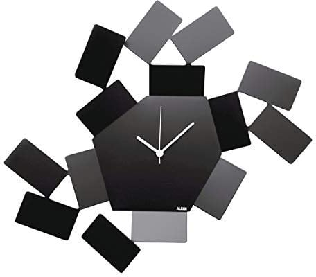 Alessi MT19 B Wanduhr, Stahl, epoxidharzlackiert, schwarz, 46 x 33.5 cm