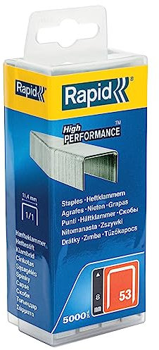 Rapid Tackerklammern Typ 53, 8mm Klammern, 5.000 Stk. Kunststoffbox, Feindrahtklammern für Holz und Stoffe