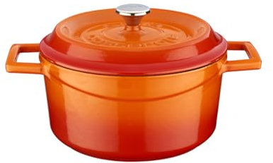 LAVA Cookware LV Y TC 20 K2 pirofila Rotonda, Diametro 20 cm, Ghisa, Colore: Arancione