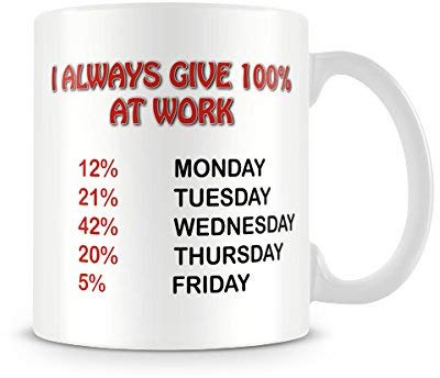 Behind The Glass - Funny Mug - I Always Give 100% at Work - Great Gift/Present Idea, Ceramic, 11fl.oz.