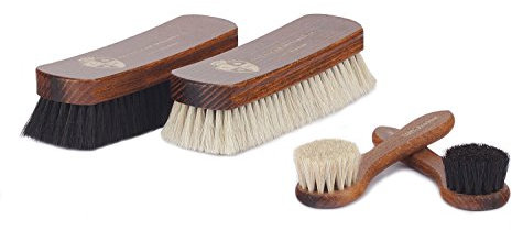 Kit de cirage et polissage chaussures avec 4 brosses avec crin de cheval