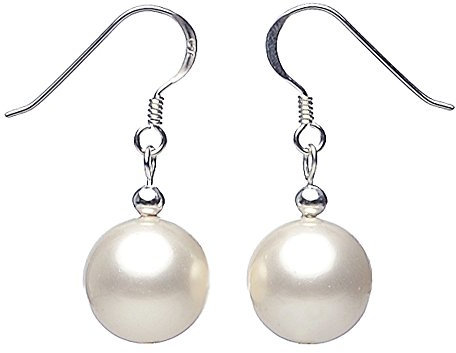 Ohrringe Ohrhänger Muschelkernperlen 10mm & 925 Silber weiß Ohrschmuck Perlen Damen