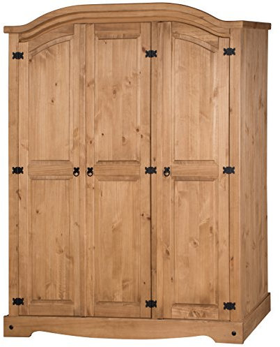 Corona Mexican Solid Pine 3 Door Arch Top Wardrobe
