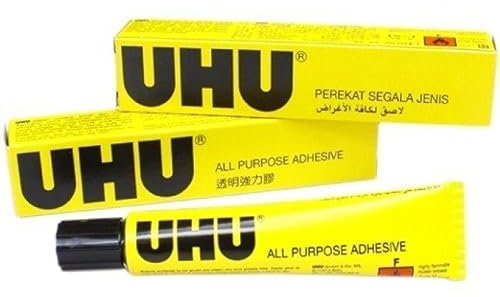 UHU Lot de 2 tubes de colle adhésive transparente ultra résistante tout support 20 ml