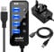 Atolla 4 ports USB 3.0 Hub SuperSpeed Data Transmission with On Off Switch + 1 Charging Port with 15W(5V/3A) Powered Supply Adapter and 1M USB 3 Extension Cable