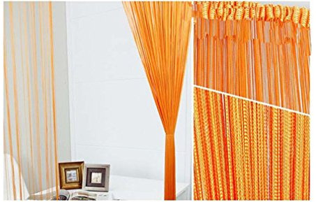 HONG Tassel Fadenvorhang 300 x 300 cm 1 Stück Fadengardine Fadenvorhang Fadenstore Top Qualität einfach aufhängen,Orange