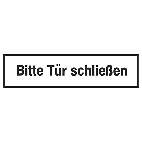 Indigos UG Aufkleber Bitte Tür schließen -, 25x7cm - selbstklebender Sicherheits Aufkleber für Tür oder Wand - Warnschild für Gebäude, Hotel, Büro, Firma, Haus, Praxis