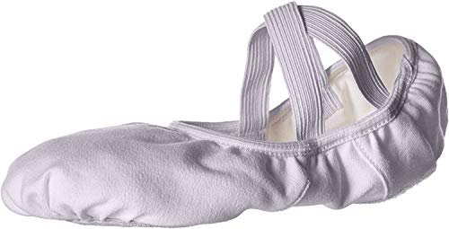 Capezio Hanami Canvas Split Sole Ballet Shoes for Girls Women No Drawstring Leather Sole Elasticated Flat Ballet Shoes for Dance Yoga Gymnastics 2037 White 6 UK