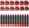 12Pcs / Kit de lápiz labial de colores mate Nutritivo terciopelo mate Lápiz labial de larga duración Tinte Nude Make Up Set