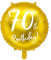 PartyDeco Folie Ballon Runde Gold mit Aufschrift 70. Birthday- 70. Geburtstag- Durchmesser ca. 45 cm- auf Hel Luft Geburtstagsdekoration Luftballon Girlande Party Hängedekoration