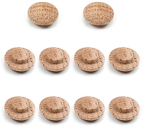 MroMax Runde Holzknopfstopfen, 1 cm Durchmesser, Eiche, Hartholz, Möbelknöpfe, Kappen, 10 mm, Holzschraubenabdeckungen für Schraubenlöcher, Handwerk, Möbel, Dekoration, Holzbearbeitung, 10 Stück