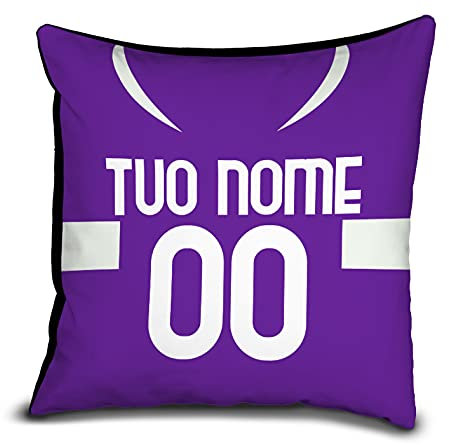 quickgadget Idea Arredo Casa Regalo Cuscino Sport Calcio Personalizzato con Nome e Numero per Tifoso Fiorentina 2021