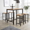 Home Source Kitchen Dining Breakfast Bar Set, Wooden Table Top, Black Metal Frame, Oak Effect, 4 Barstools