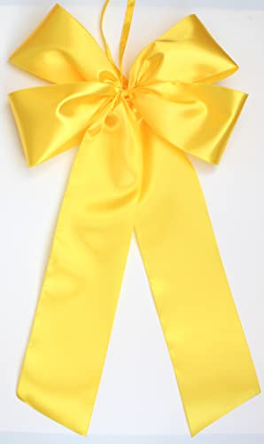 CaPiSo 30 x 50 cm Große Fertigschleife ohne Basteln Satin-Schleife Satinschleife Geburtstag Weihnachtsschleife Schulanfang Schultüte Weihnachten Hochzeit Doppelschleife (Gelb)