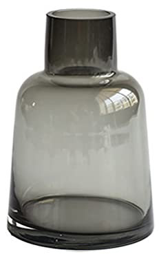 FOMIYES Rauchgrau Glasvase - Dekorative Gerippte Nordic Vase für Esstisch Home Decor