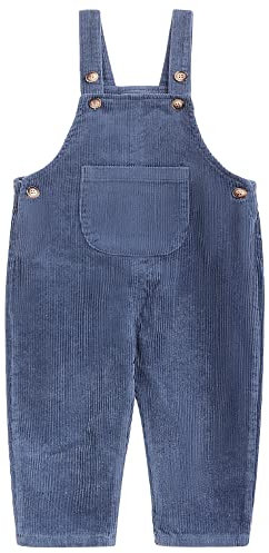 CAMILIFE Bebè Bimbi Bimbe Salopette in Velluto a Coste Dungarees Pantaloni a Coste Pantaloni Harem Vintage Retro - Retro Blu Taglia 104