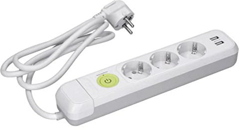 Voxura 3-Fach USB (max. 3,4A) Steckdosenleiste Mehrfachsteckdose Schuko weiß mit EIN- und Aus-Schalter & Kabel 1,5m Zuleitung Überspannungsschutz Wandmontage
