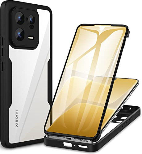 CENHUFO für Xiaomi 13 Pro Hülle, (Nicht Xiaomi 13) 360 Grad Schutzhülle Stoßfest Panzerhülle mit Eingebautem Displayschutz Robust Bumper Cover Outdoor Case Handyhülle für Xiaomi 13 Pro 5G -Schwarz
