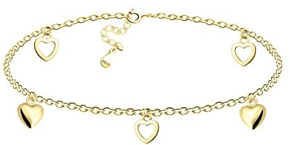 Sofia Milani - Bracelet de Cheville pour Femme en Argent 925 - Plaqué Or - avec Pendentif en Forme de Cœur - A0004