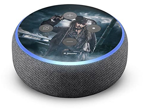 DeinDesign Folie Skin Sticker aus Vinyl-Folie Aufkleber kompatibel mit Amazon Echo Dot 3. Generation Captain Jack Sparrow Fluch der Karibik Offizielles Lizenzprodukt