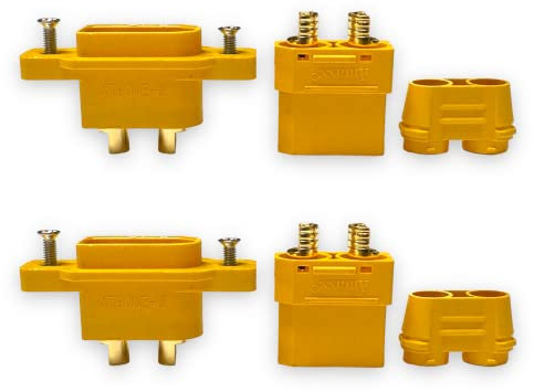 VUNIVERSUM 2X Paar XT90NE-M + XT90H Hochstrom Einbaustecker gelb für Lipo Akku kompatibel zu XT90 XT90H XT90S Stecker Goldstecker 2Pin Verpolsicher DIY