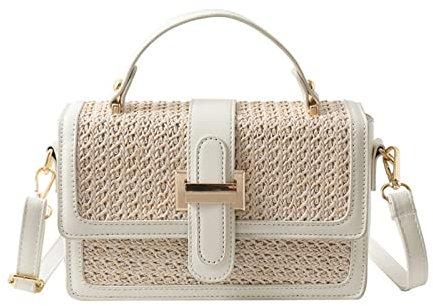 Straw Bags For Women 2023 Summer Straw Purses and Handbags Shoulder Clutch Bag for Vacation, off-white