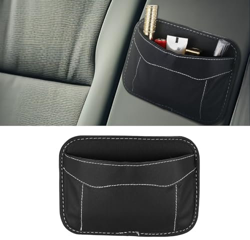YiPHomn Organizer Seitlicher, Selbstklebende Autositz Organizer, Mini Aufbewahrungsbox für Autositze, Leder Aufbewahrungstasche für Autositze Rücken Seitentasche für Handy Schlüssel