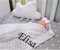 BotoBaby ★ GESCHENKSET Babydecke mit Namen und Datum Bestickt + Kuschelkissen ★ Geschenk ★Geburt ★ Taufe ★ (Set - 10 Wolkenkissen + Babydecke (GRAU))