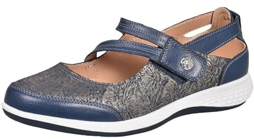 Boulevard Womens/Ladies Sparkle Action Leather Touch Fastening Bar Shoes (7 UK) (Navy)