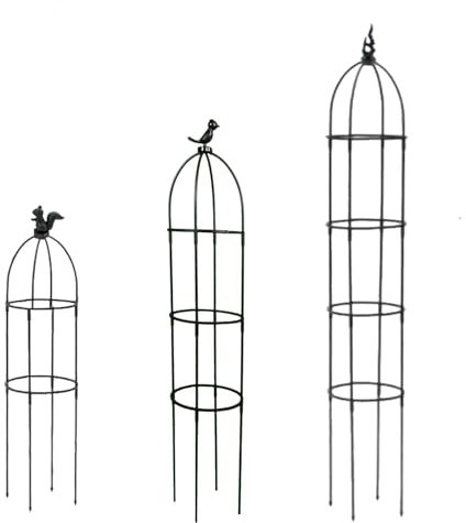 BEEGMA 1Stk Obelisk Rankhilfe für Kletterpflanzen und Rosen Hoch 95cm 120cm 145cm Kletterturm für Bepflanzung, Garten, Wohnzimmer, Balkon Rosensäule (Color : Black, Size : 22x145cm/8.6x57in)
