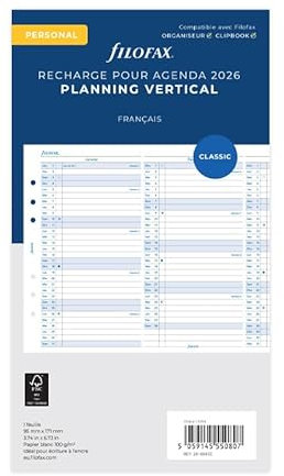 Filofax Personal Jahresplaner vertikal französisch 2026