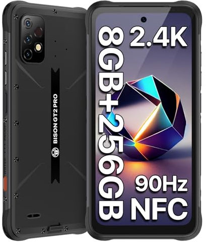 UMIDIGI 256GB NFC Rugged Smartphone,MTK Helio G95,24MP Selfie+64MP,2.4K High Resolution Screen 6.5'' 90Hz,6150mAh,BISON GT2 Pro Android Phone IP68/IP69K Waterproof,8GB RAM,4G Dual SIM/GPS/Night Vision