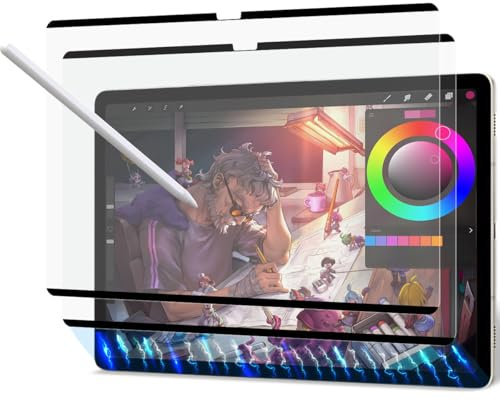 2 Stück Papier Magnet Folie für Samsung Galaxy Tab S10 Plus/ S9 Plus/ S7 FE/ S7 Plus/ S8 Plus 12,4 Zoll, Schutzfolie Matte Papierfolie Displayfolie, Abnehmbar und Wiederverwendbar