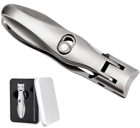 German Nail Clippers with Nail Grinding Rod, Portable Large Opening Nail Clippers Set Fingernail Clipper with Catcher Wide Opening Heavy Duty Nail Cutters Curved Nail Clippers for Men Thick Nails