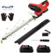 Taille-Haies Professionnel sans Fil 21V, Taille Haie Electrique avec 2* Batterie et Chargeur Rapide, avec Double Lame, Diamètre de Coupe 15mm, Longueur de Coupe 55 cm, pour Arbustes, Jardin (Rouge)