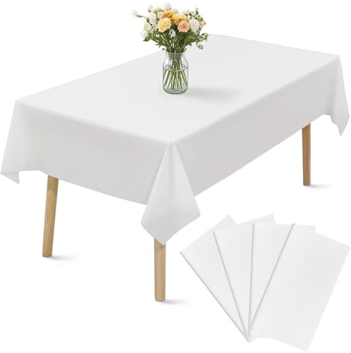 4 Stück Einweg Tischdecken, Wasserdicht Geburtstag Tischdecken, 137 x 274cm Fleckschutz Rechteckig Tischtuch Tischabdeckung für Party Hochzeiten Kindergeburtstag Weihnachten Grillen Picknick