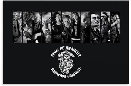 ZAJSGPUR Sons of Anarchy Character Collage Black White Poster Dekorative Malerei Leinwand Wandkunst Wohnzimmer Poster Schlafzimmer Malerei 16x24inch(40x60cm)