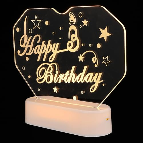 LED Geburtstagsdeko Alles zum Geburtstag Licht 4,5V | Acryl 18x15x4,6cm, IP44, 7LM, Batteriebetrieben mit 3 AAA, für Tisch und Regal