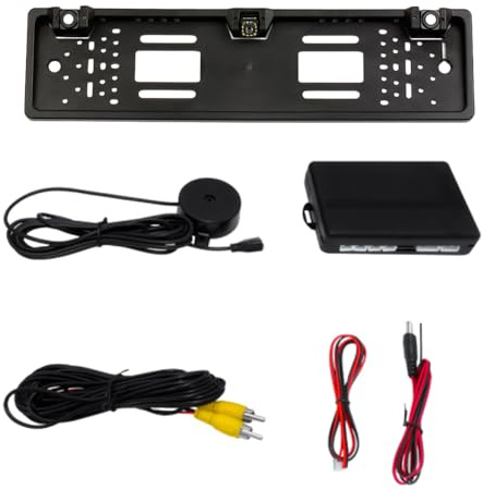 Riloer Car Reversing Camera Number License Plate and Parking Sensor Kit 12V Compatible with A Wide Range Of 12V European Vehicle 12 LED