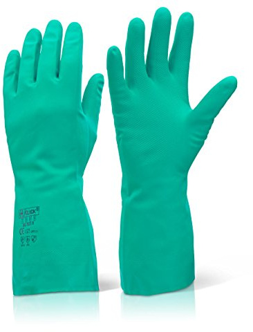 NITRILE GAUNTLET FLOCKED LINED GREEN S