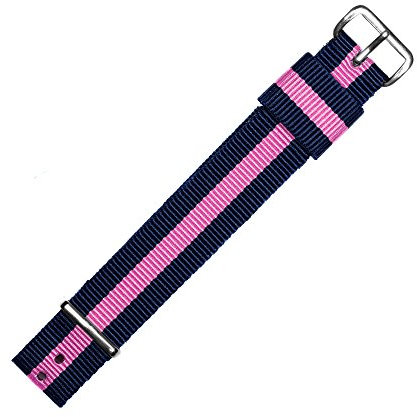 MARBURGER Uhrenarmband 18mm Textil Blau Pink - Werkzeug Montage Set 9511844000120