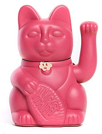 Chat chinois chanceux. Lucky Cat. Maneki Neko. ROUGE VIOLET, M (10x6x15 cm)