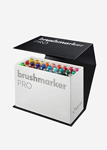 KARIN Mini Box Brushmarker PRO Brushmarker Pro 26 Stück + 1 Blender transparenter Körper mit Ink-Free System, 2, 4 ml Flüssiger Farbe. Kein Filzstiftmarker