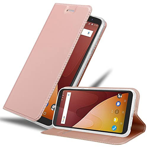 cadorabo Coque pour WIKO View Prime en Classy Or ROSÉ - Housse Protection avec Fermoire Magnétique, Stand Horizontal et Fente Carte - Portefeuille Etui Poche Folio Case Cover